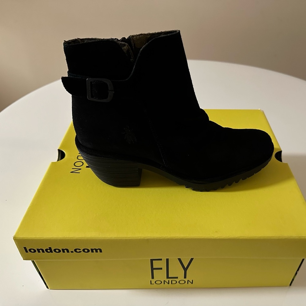 Fly London Black Suede Ankle Boots.  New without tags.  Size 39.